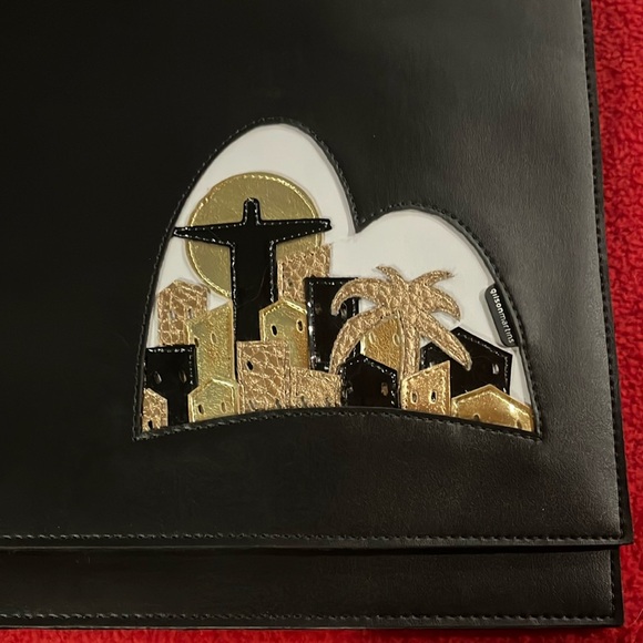 Black Shoulder Bag with Scenic Design - Picture 7 of 8